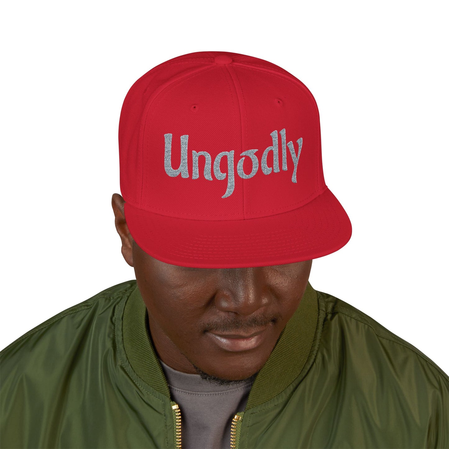 Embroidered Snapback Hat — Retro Sparkle Script