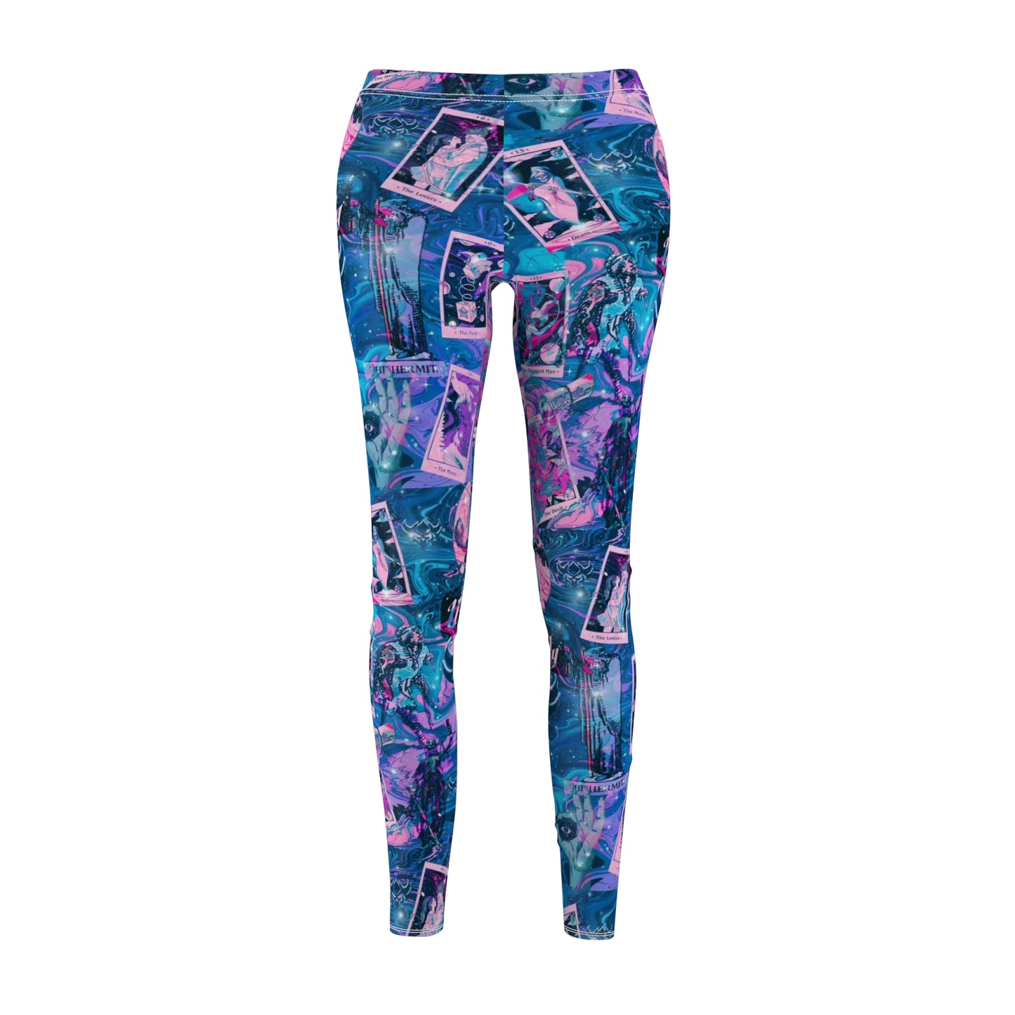 Mystic Tarot Photo Collage Leggings — Women's Vibrant Blue & Pink
