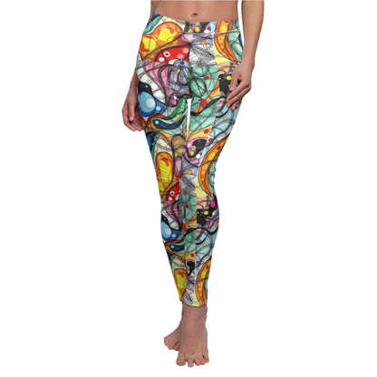 Abstract Colorwave Leggings — Women's Vibrant All-Over Print Yoga/Workout Leggings