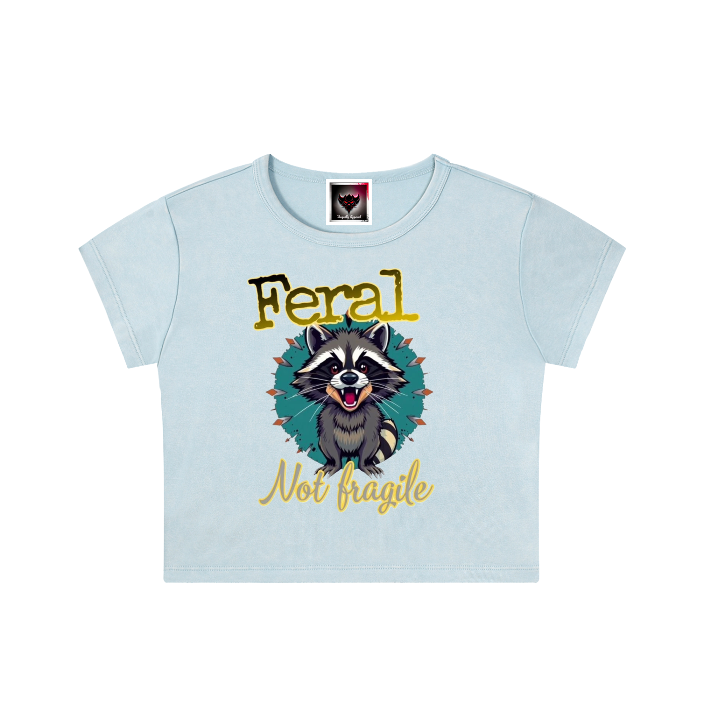 "Feral, Not Fragile" Snow Washed Crop Top
