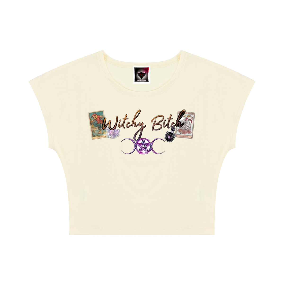Women's Slim Crop T-Shirt "Witchy Bitch"
