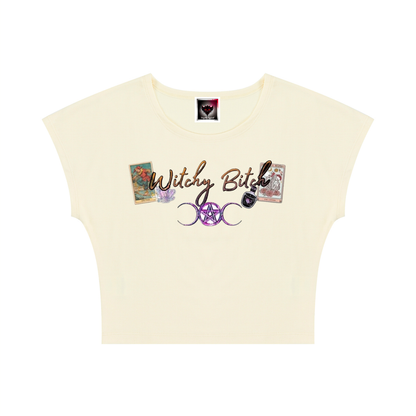 Women's Slim Crop T-Shirt "Witchy Bitch"