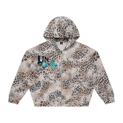 "UG Vices" Unisex Vintage Wash Leopard Full Zip Hoodie