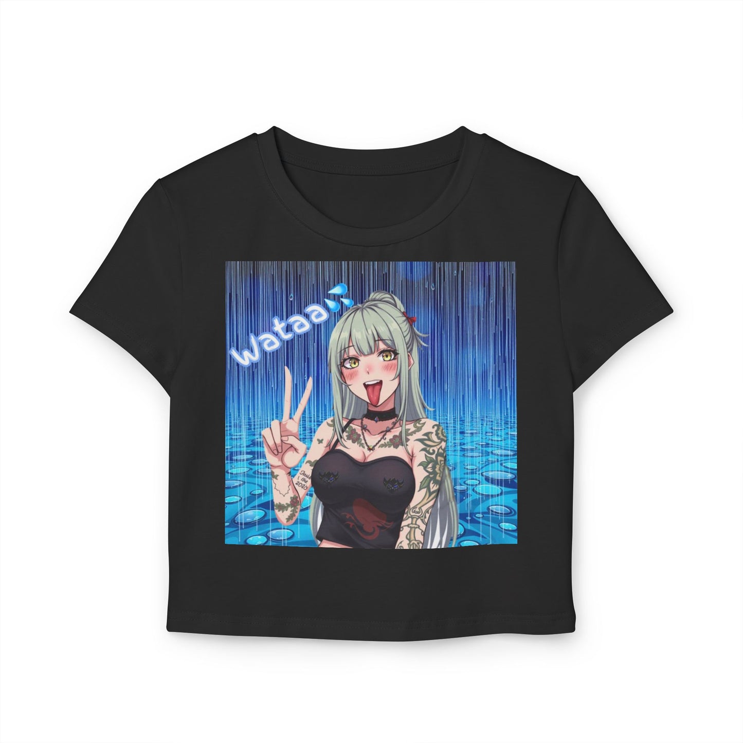 "Wataa" Women’s Graphic Baby Tee with Fun Anime Design, Perfect for Casual Outings, Gifts, Birthdays, or Anime Conventions
