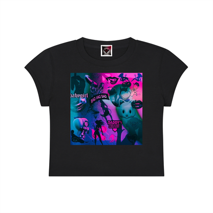 "Bad and Sad" Women's Slim-Fit Cropped T-Shirt