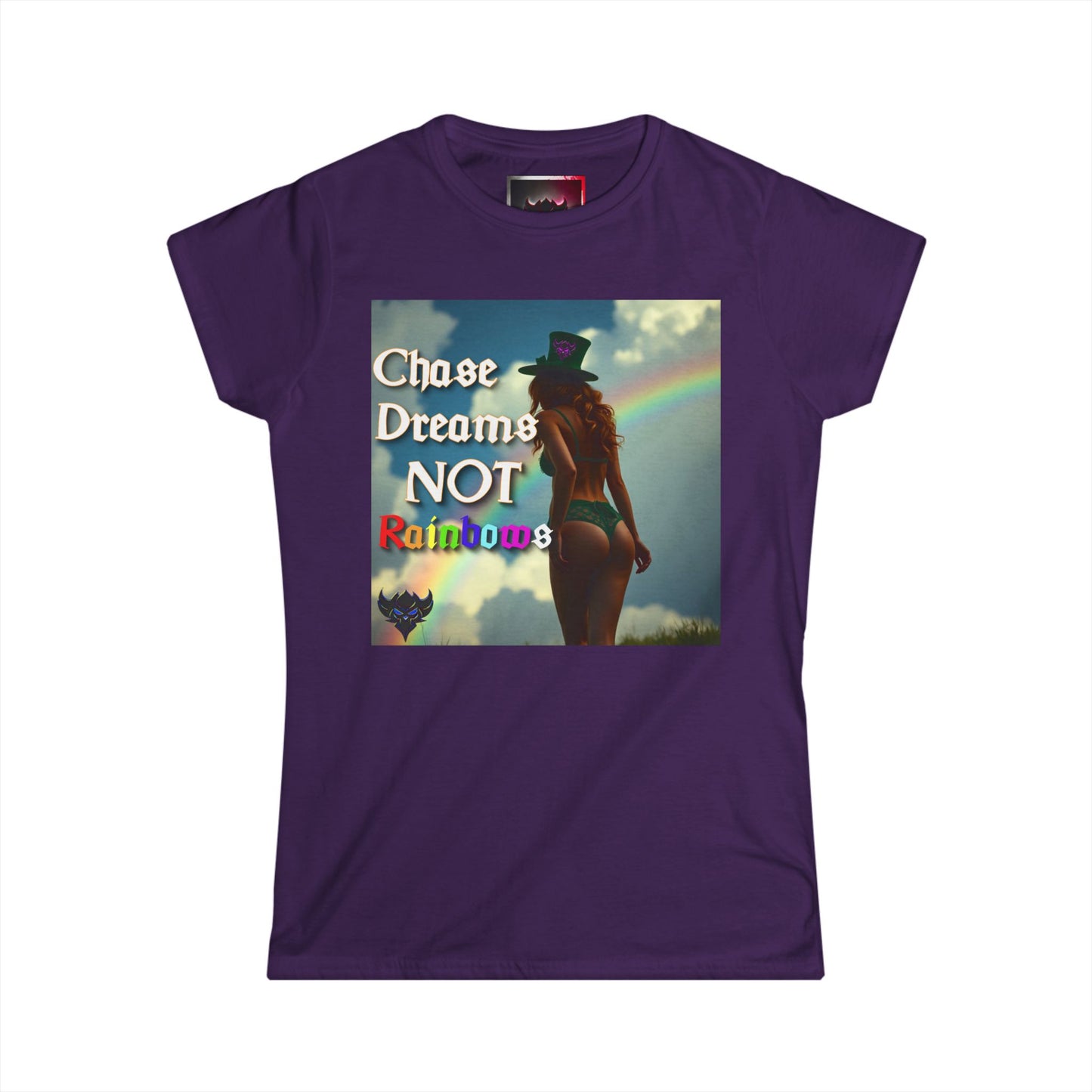 Inspirational Women's Softstyle Tee - 'Chase Dreams NOT Rainbows'