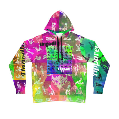 "Ungodly Positions: Karma Sutra" Vibrant Unisex Athletic Hoodie for Active Lifestyle