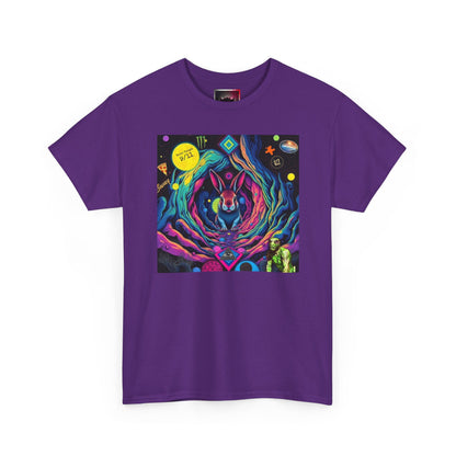 Psychedelic Cosmic Rabbit Hole T-Shirt — Vibrant Trippy Space Art Tee