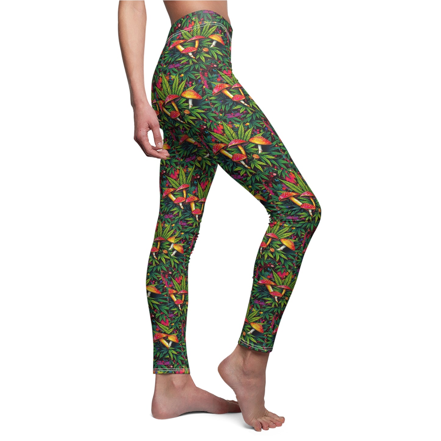 Tropical "Weed and Boomers" Floral Women's Leggings - Casual and Comfortable Athleisure Wear
