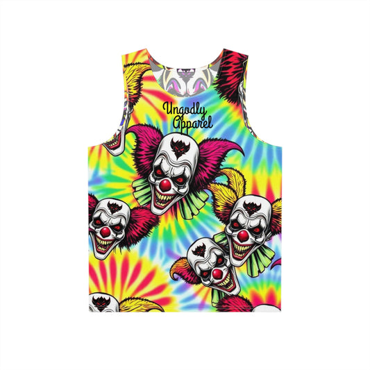 Psychedelic Clown Men's Tank Top, AOP Muscle Shirt, Festival Wear, Summer Outdoor Fun, Costume Party Apparel