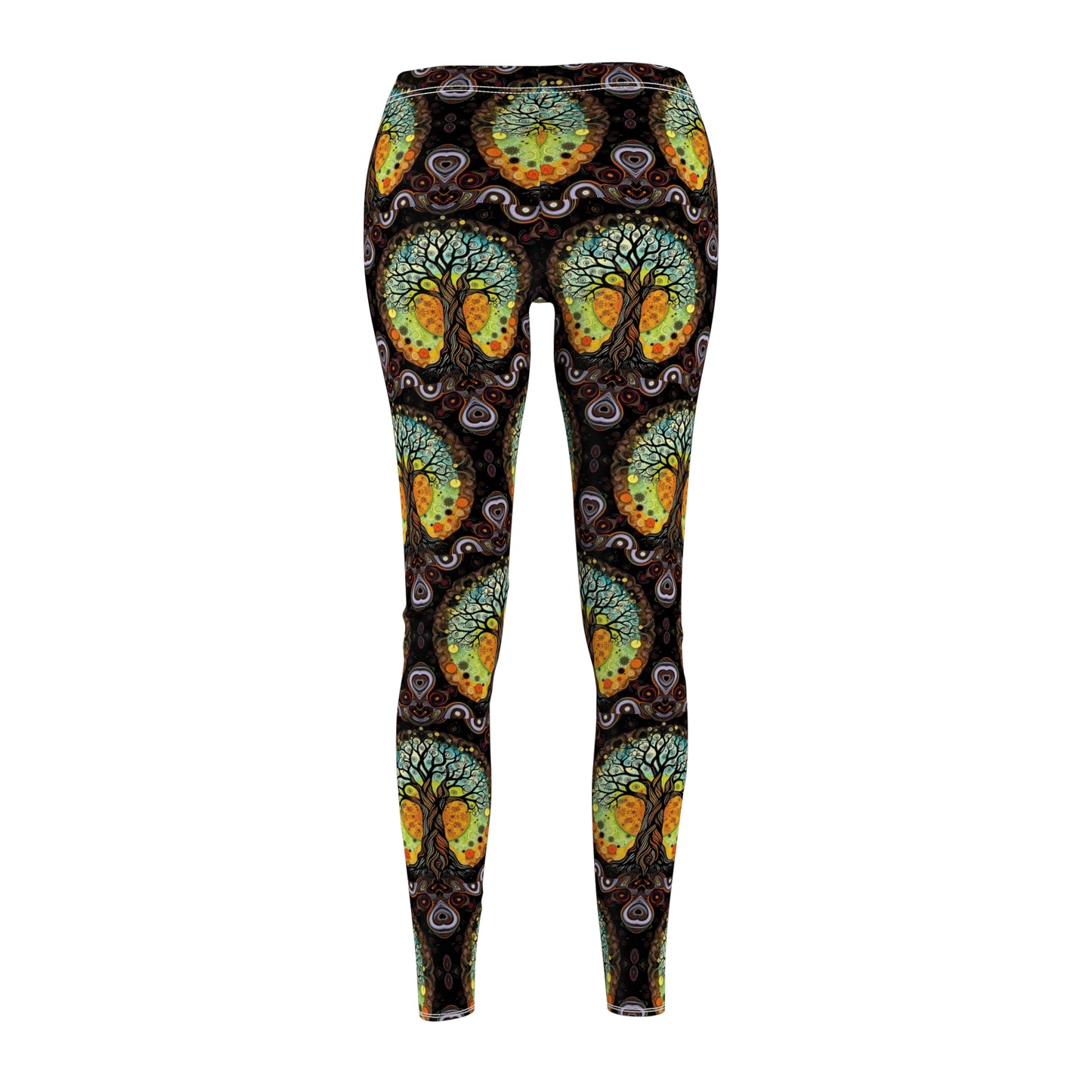 Vibrant "Tree of Life" Print Women's Casual Leggings - Comfort & Style for Everyday Wear
