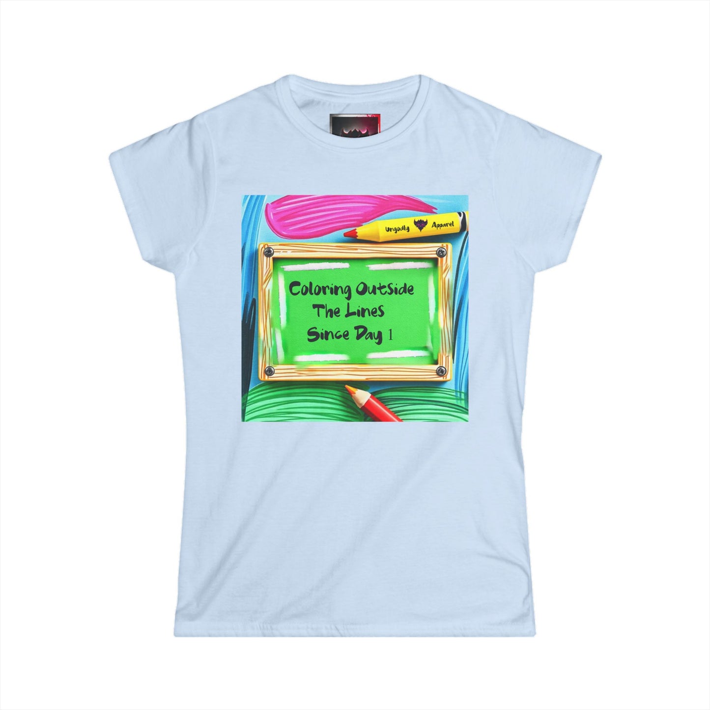 Inspirational Women's Softstyle Tee -"Coloring Outside The Lines Since Day 1"
