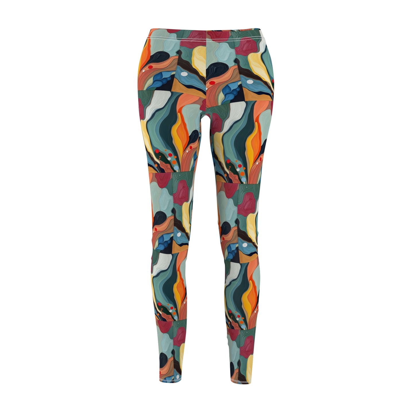 Colorful Abstract Pattern "Lady Flowers" Women's Leggings - Stylish & Comfortable Activewear