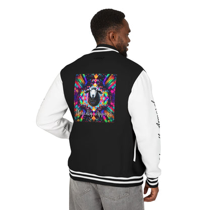 Letterman Jacket — Pink Kaleidoscope "Black Sheep of the Family"  Design with 'Ungodly Apparel' Sleeve Text