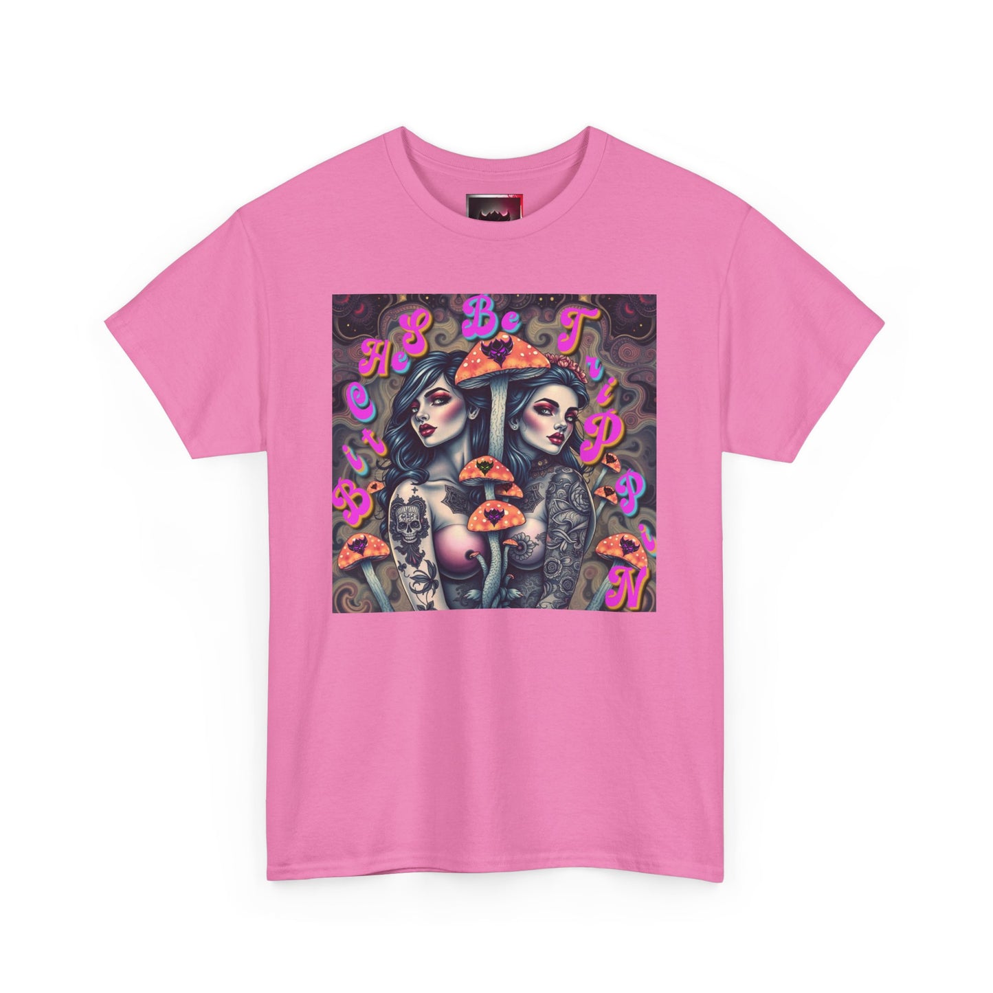 "Bitches Be Trippin" Unisex Heavy Cotton Tee - Retro Tattoo Art Design