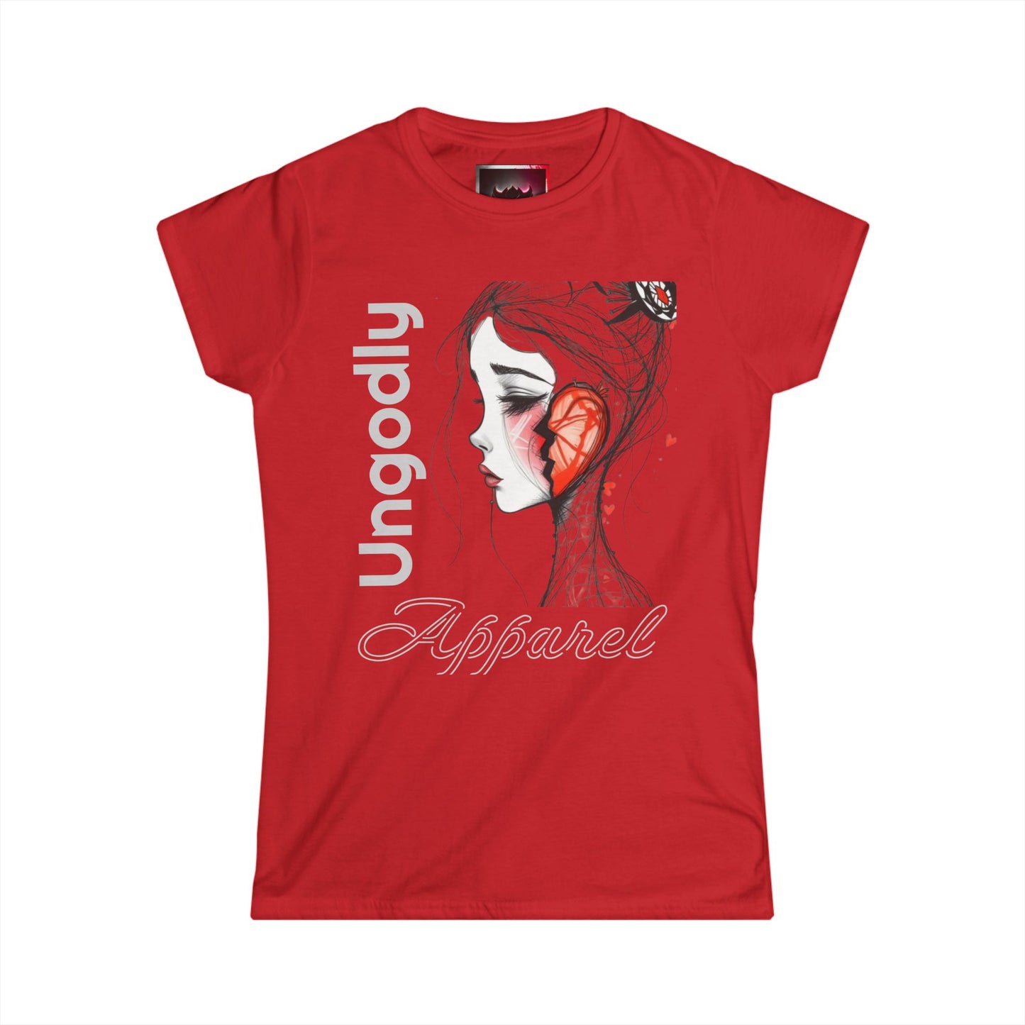Women's Tee — 'Ungodly Broken Heart' Heart-Ear Portrait Graphic Shirt