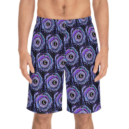 "K-Hole" Men's Board Shorts -Ketamine, Vibrant Swirl Pattern, Beachwear, Swim Trunks, Summer Essentials, Pool Party Attire, Vacation Outfit
