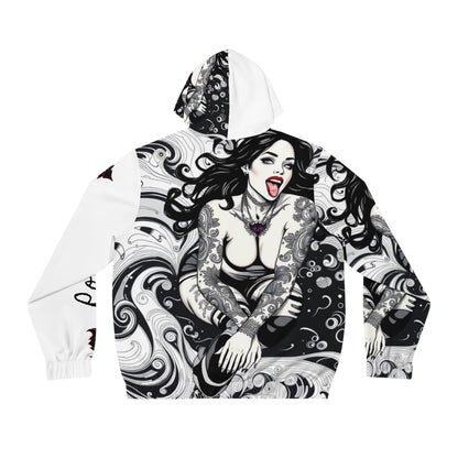 "Rolling" Gothic Mermaid Full-Zip Hoodie - Edgy Tattoo Design for Men/Unisex