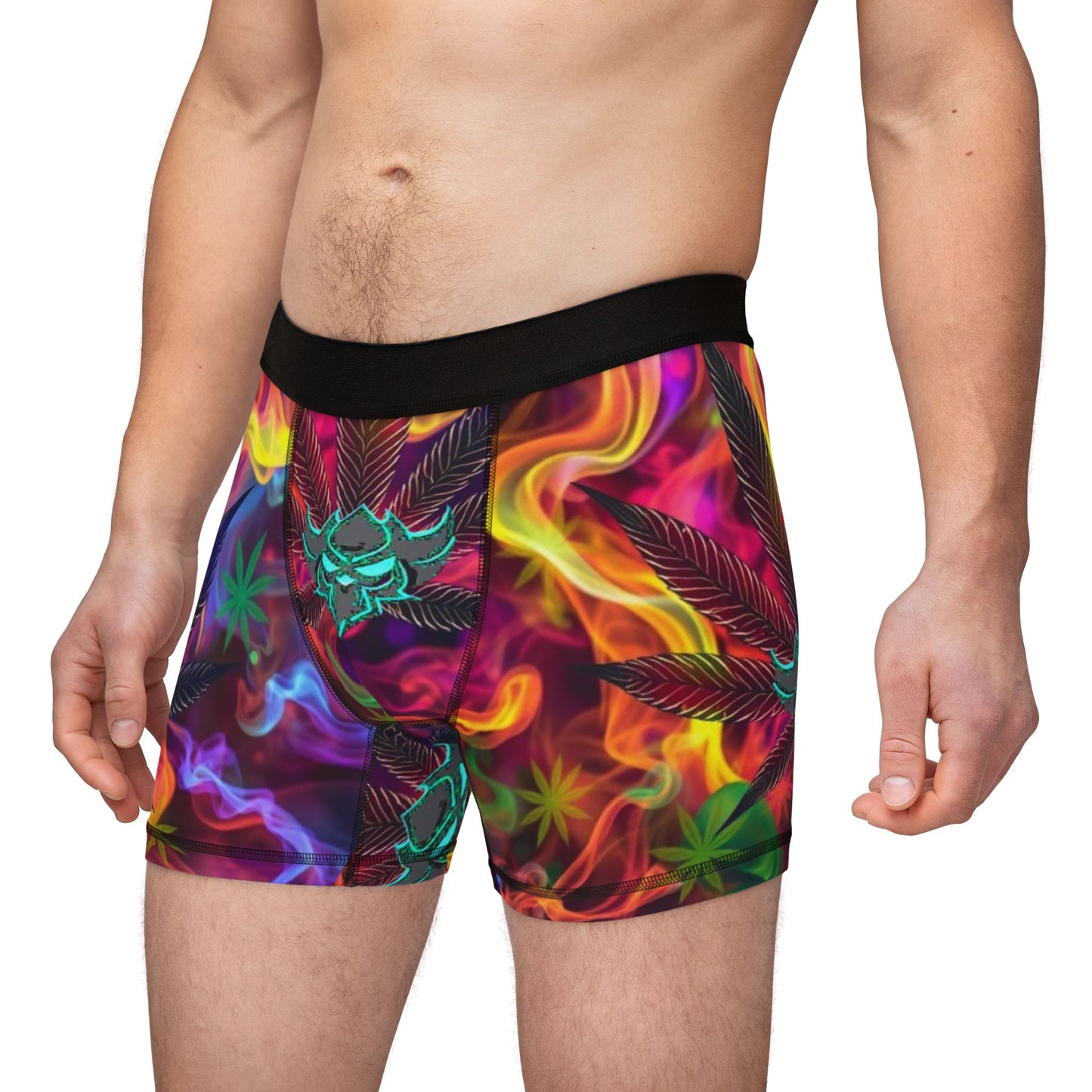 "420" Vibrant Marijuana Leaf Men's Boxers - Colorful Smoke Design, Fun & Unique Underwear