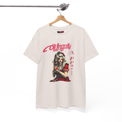 Vintage Pin-Up 'Ms Claus' Tee — Retro Rockabilly Cotton T-Shirt