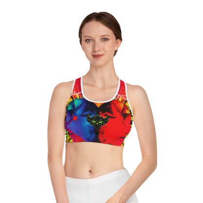 "Some Hearts Break, Others Bloom" Vibrant Colorful Sports Bra - Fitness and Activewear for Empowered Women