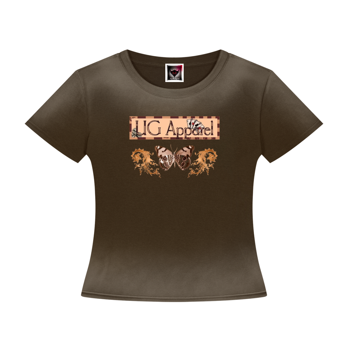 "Brown UG Apparel Butterfly" Women’s Sunfade Washed T-Shirt