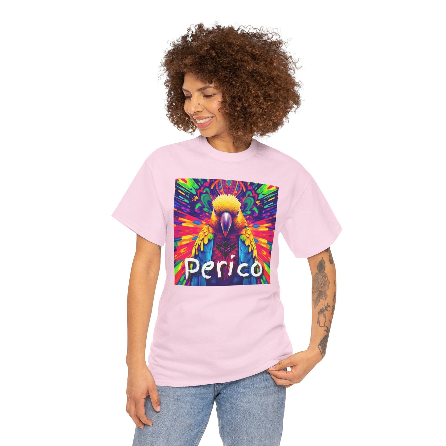 "Perico" Colorful Parrot Unisex Heavy Cotton Tee - Vibrant Tropical Shirt