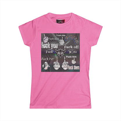 Graphic Tee — Edgy "Fuck You" Repeated Text Design