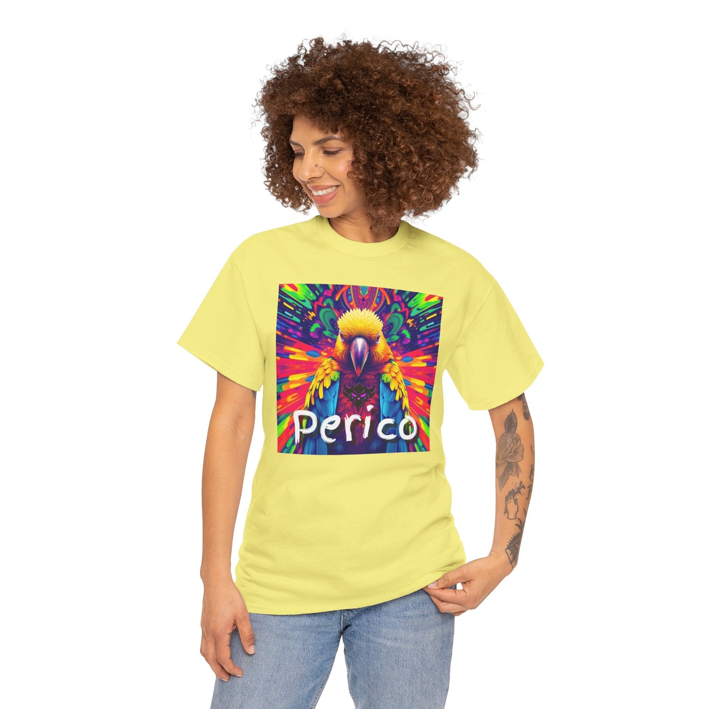 "Perico" Colorful Parrot Unisex Heavy Cotton Tee - Vibrant Tropical Shirt