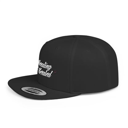 "I'm Healing Not Healed" Flat Bill Snapback Hat - Motivational Cap for Self-Care & Recovery