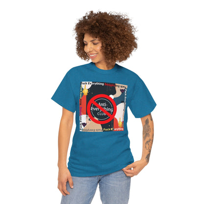 Unisex Heavy Cotton Tee, "Anti-Everything Club" Graphic Tee, Casual Wear, Streetwear, Gift for Friends, Statement T-Shirt
