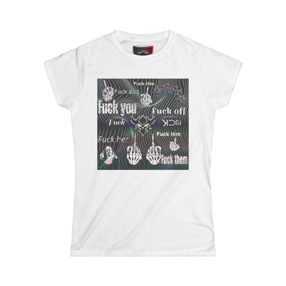 Graphic Tee — Edgy "Fuck You" Repeated Text Design