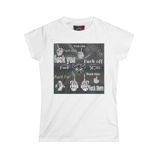 Graphic Tee — Edgy "Fuck You" Repeated Text Design