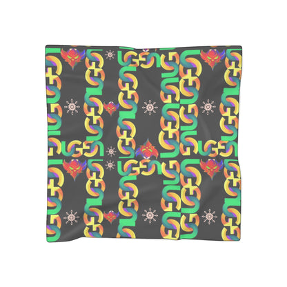 Ungodly Pattern Silk-Feel Geometric Chain Scarf — Colorful Interlock Pattern