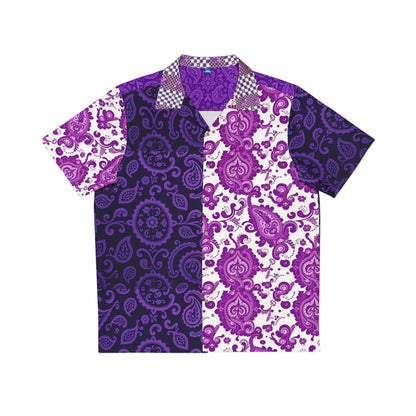 Purple Paisley Hawaiian Shirt — Men’s Tropical Aloha Button-Up