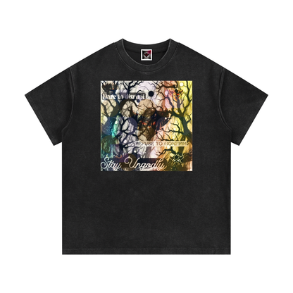 Ungodly Slogan Mineral Wash Waffle Knit T-Shirt