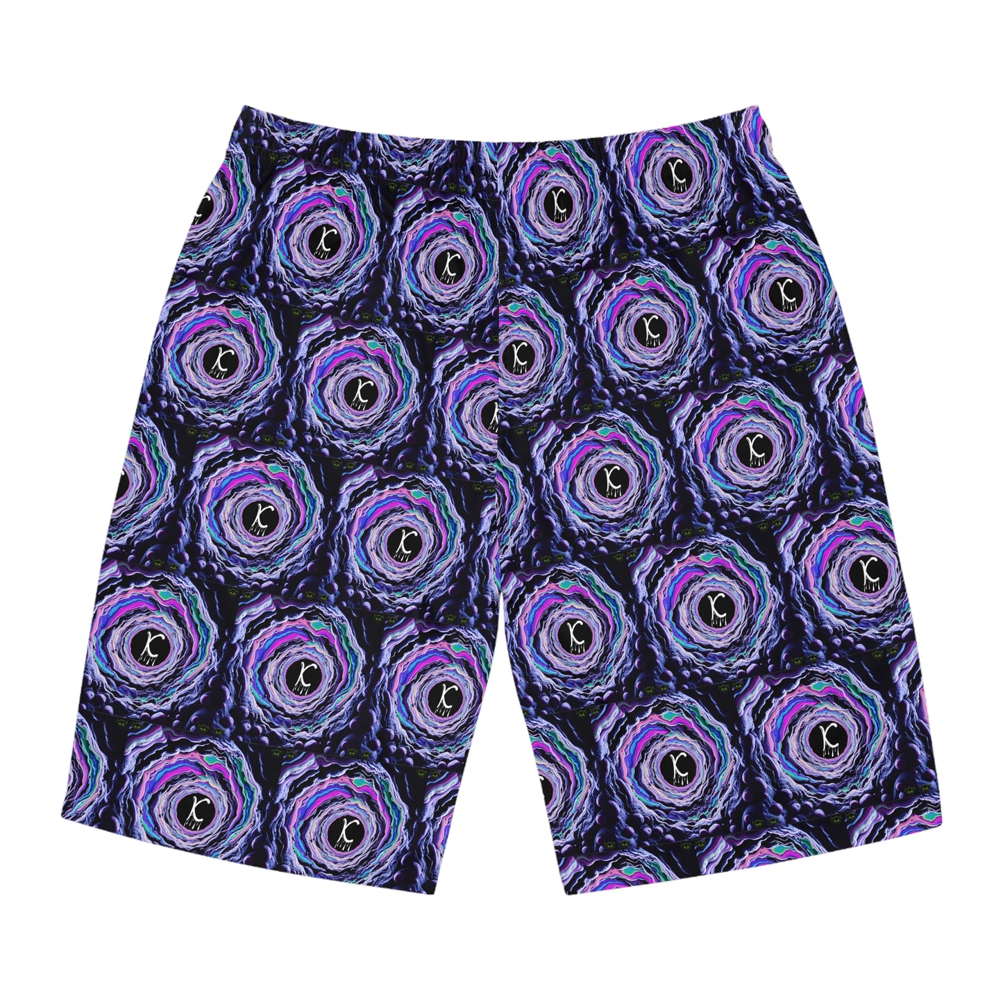 "K-Hole" Men's Board Shorts -Ketamine, Vibrant Swirl Pattern, Beachwear, Swim Trunks, Summer Essentials, Pool Party Attire, Vacation Outfit