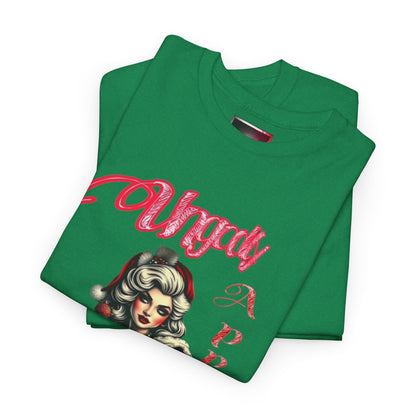 Vintage Pin-Up 'Ms Claus' Tee — Retro Rockabilly Cotton T-Shirt