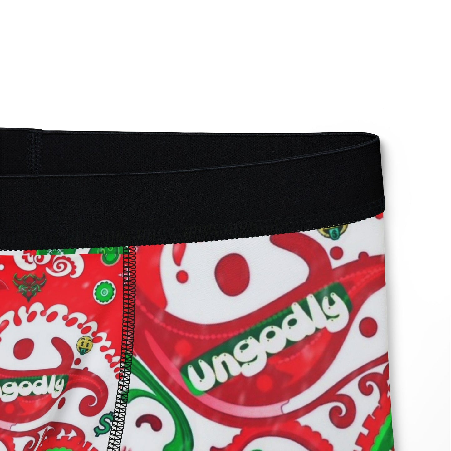 Christmas Paisley Boxer Shorts — Red & Green Holiday Print ("ungodly")