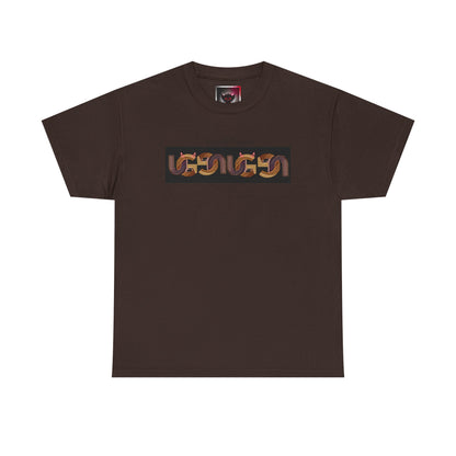 Retro Ungodly Apparel Flame Script Tee — Brown UG Link Pattern Graphic T-Shirt