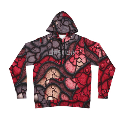 Blood Inspired, Halloween, Red Abstract Athletic Hoodie, Trendy Sportswear, Graphic Pullover, Gift for Fitness Lovers, Unique Streetwear
