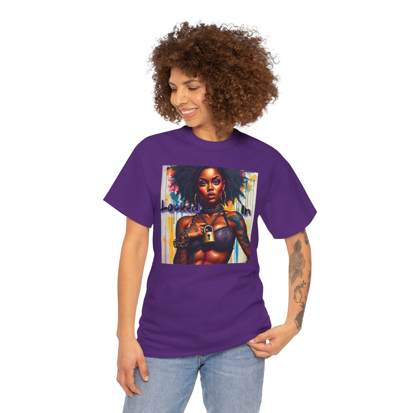 Empowered Art Unisex Heavy Cotton Tee - "Locked In" Design BLK