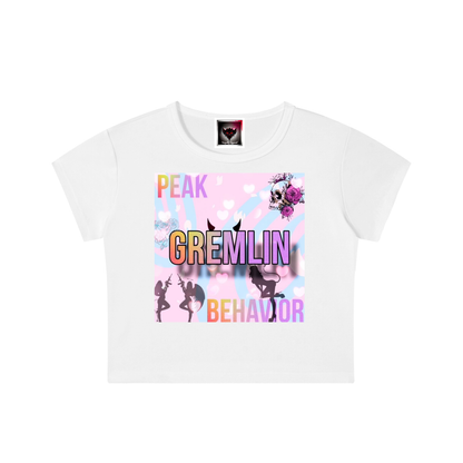 "Peak Gremlin Behavior" Snow Washed Crop Top