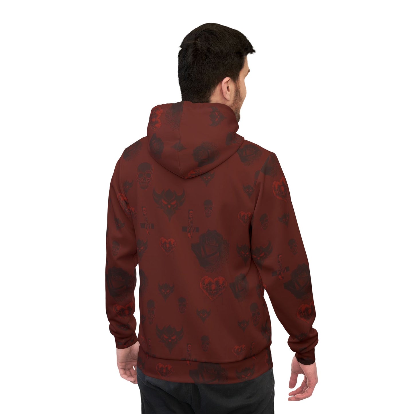 Ungodly Red Skull Pattern Hoodie – All-Over Print Unisex Athletic Pullover