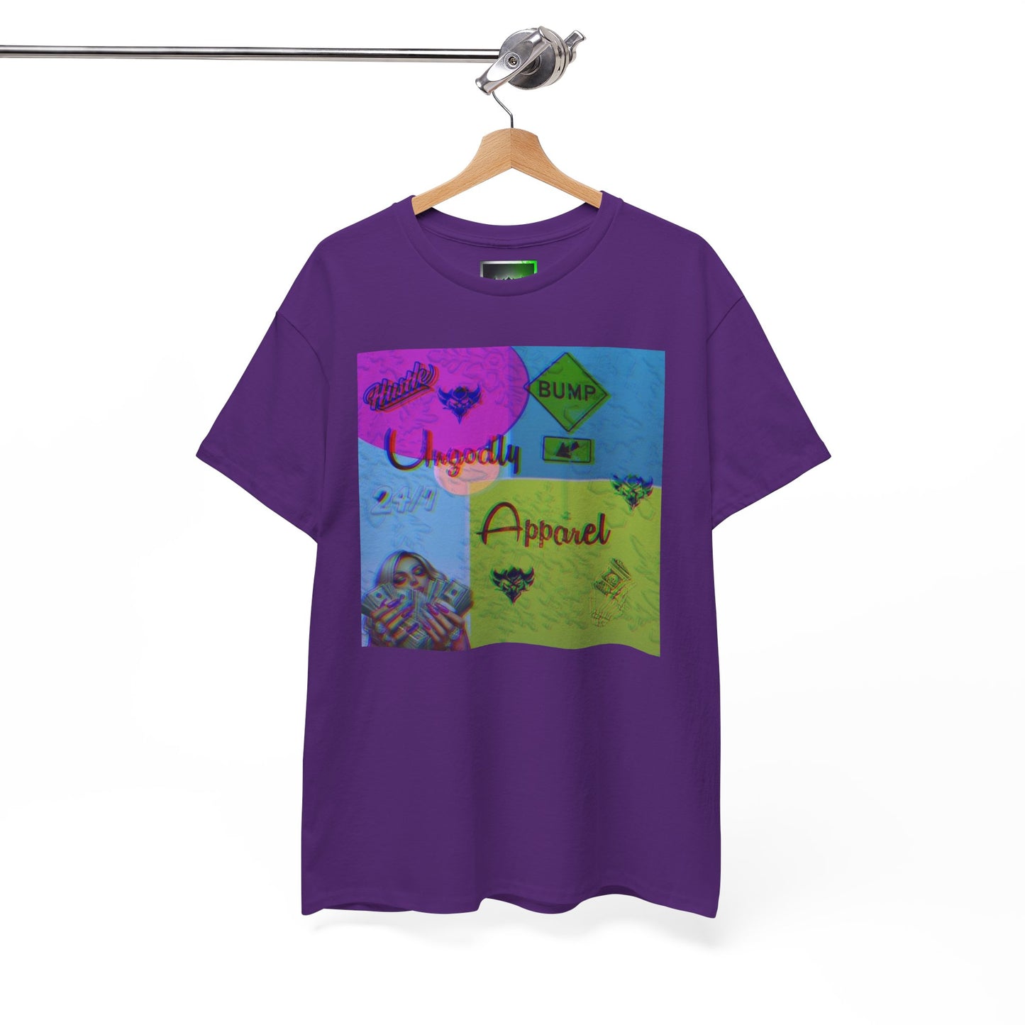 Abstract Pop-Art Graphic Tee — 'Apparel' Color Block Design