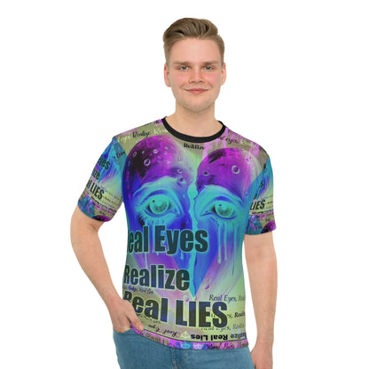 Vibrant Men's Loose T-Shirt - 'Real Eyes Realize Real LIES' Graphic Tee