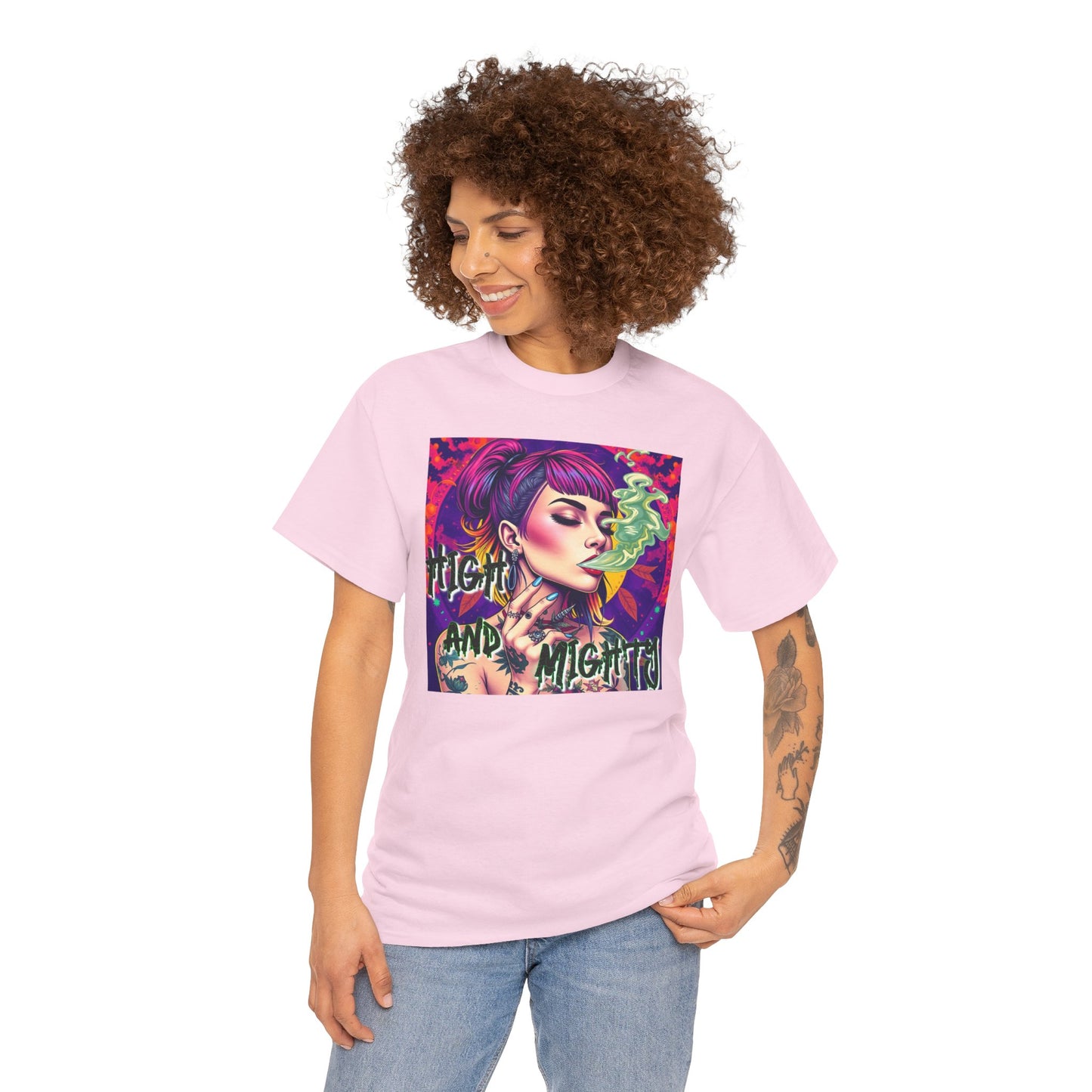 Chic Unisex Heavy Cotton Tee - 'High and Mighty' Graphic Shirt for Trendsetters