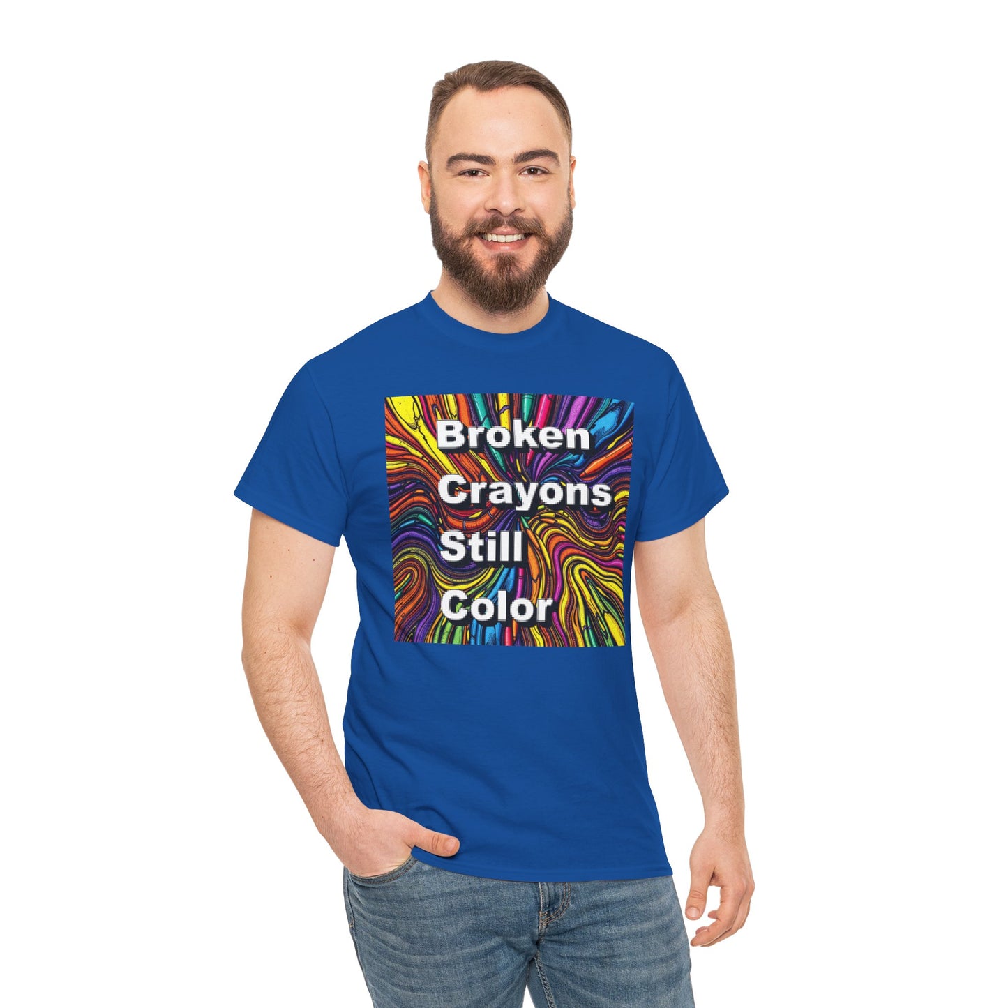Inspirational Unisex Heavy Cotton Tee - 'Broken Crayons Still Color'