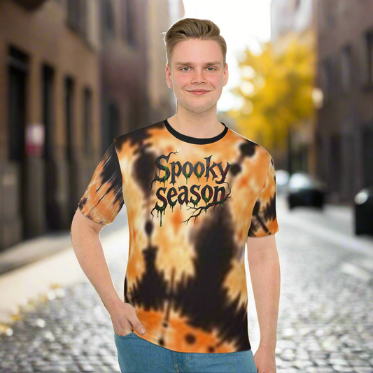 Men's Halloween Vibe T-Shirt, "Spooky Season" Tie-Dye Shirt, Fall Fashion Tee, Unisex Graphic Top, Autumn Casual Wear