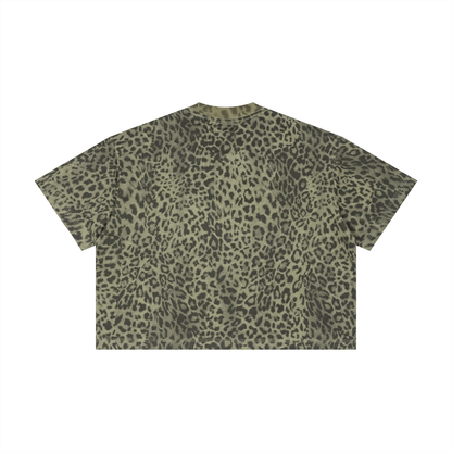 Black Ungodly Design Unisex Leopard Print Boxy T-Shirt